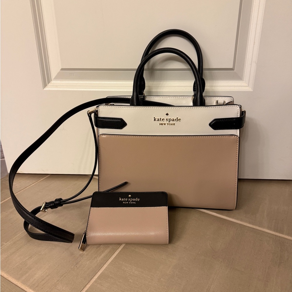 Kate Spade Black, White, and Tan Satchel Set